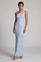 Load image into Gallery viewer, Sparkly Light Green Sheath Long Sequin Mother of the Bride Dress with Keyhole