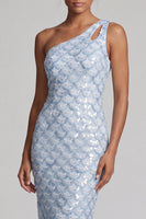 Load image into Gallery viewer, Sparkly Light Green Sheath Long Sequin Mother of the Bride Dress with Keyhole