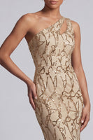 Load image into Gallery viewer, Sparkly Champagne Mermaid Long Sequin Mother of the Bride Dress with Keyhole