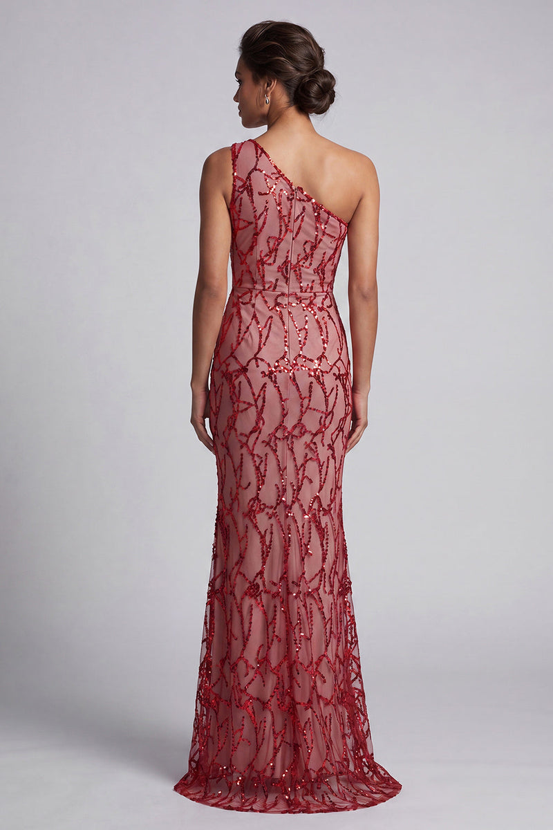 Load image into Gallery viewer, Sparkly Champagne Mermaid Long Sequin Mother of the Bride Dress with Keyhole