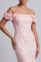 Load image into Gallery viewer, Sparkly Champagne Sequin Mermaid Long Mother of the Bride Dress with 3D Flowers
