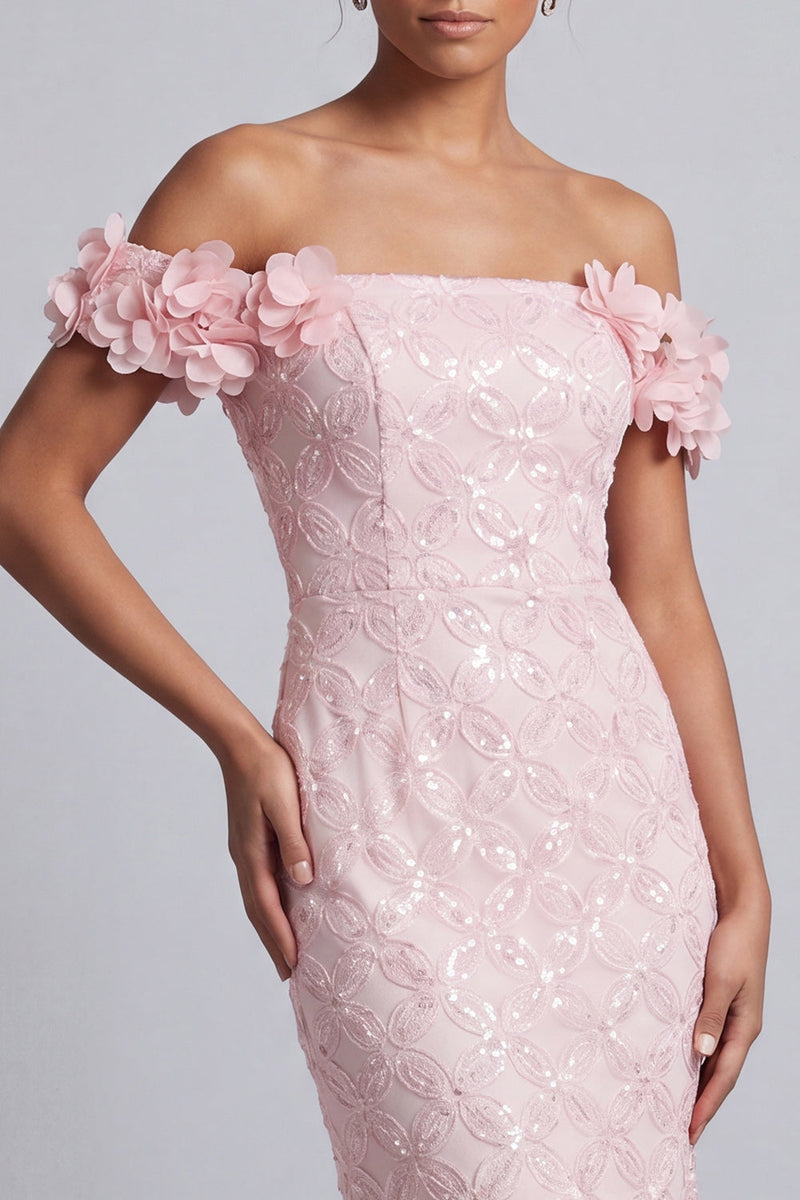 Load image into Gallery viewer, Sparkly Champagne Sequin Mermaid Long Mother of the Bride Dress with 3D Flowers