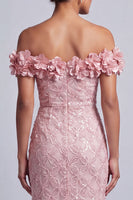 Load image into Gallery viewer, Sparkly Champagne Sequin Mermaid Long Mother of the Bride Dress with 3D Flowers