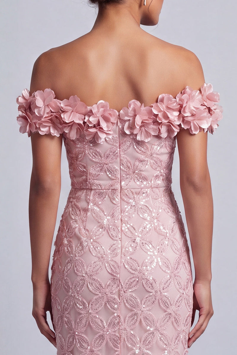 Load image into Gallery viewer, Sparkly Champagne Sequin Mermaid Long Mother of the Bride Dress with 3D Flowers