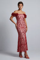 Load image into Gallery viewer, Sparkly Champagne Sequin Mermaid Long Mother of the Bride Dress with 3D Flowers