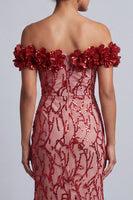 Load image into Gallery viewer, Sparkly Champagne Sequin Mermaid Long Mother of the Bride Dress with 3D Flowers