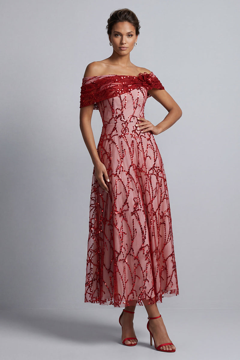 Load image into Gallery viewer, Sparkly Floral Champagne A-Line Beaded Long Mother of the Bride Dress