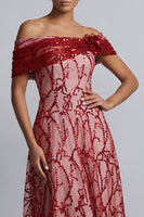 Load image into Gallery viewer, Sparkly Floral Champagne A-Line Beaded Long Mother of the Bride Dress
