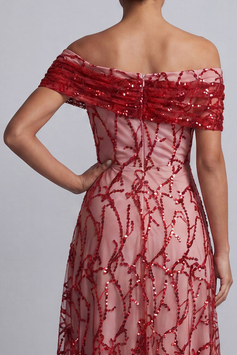Load image into Gallery viewer, Sparkly Floral Champagne A-Line Beaded Long Mother of the Bride Dress