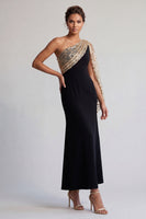Load image into Gallery viewer, Sparkly Black and Pink Mermaid Sequin Long Mother of the Bride Dress