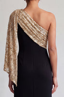 Load image into Gallery viewer, Sparkly Black and Pink Mermaid Sequin Long Mother of the Bride Dress