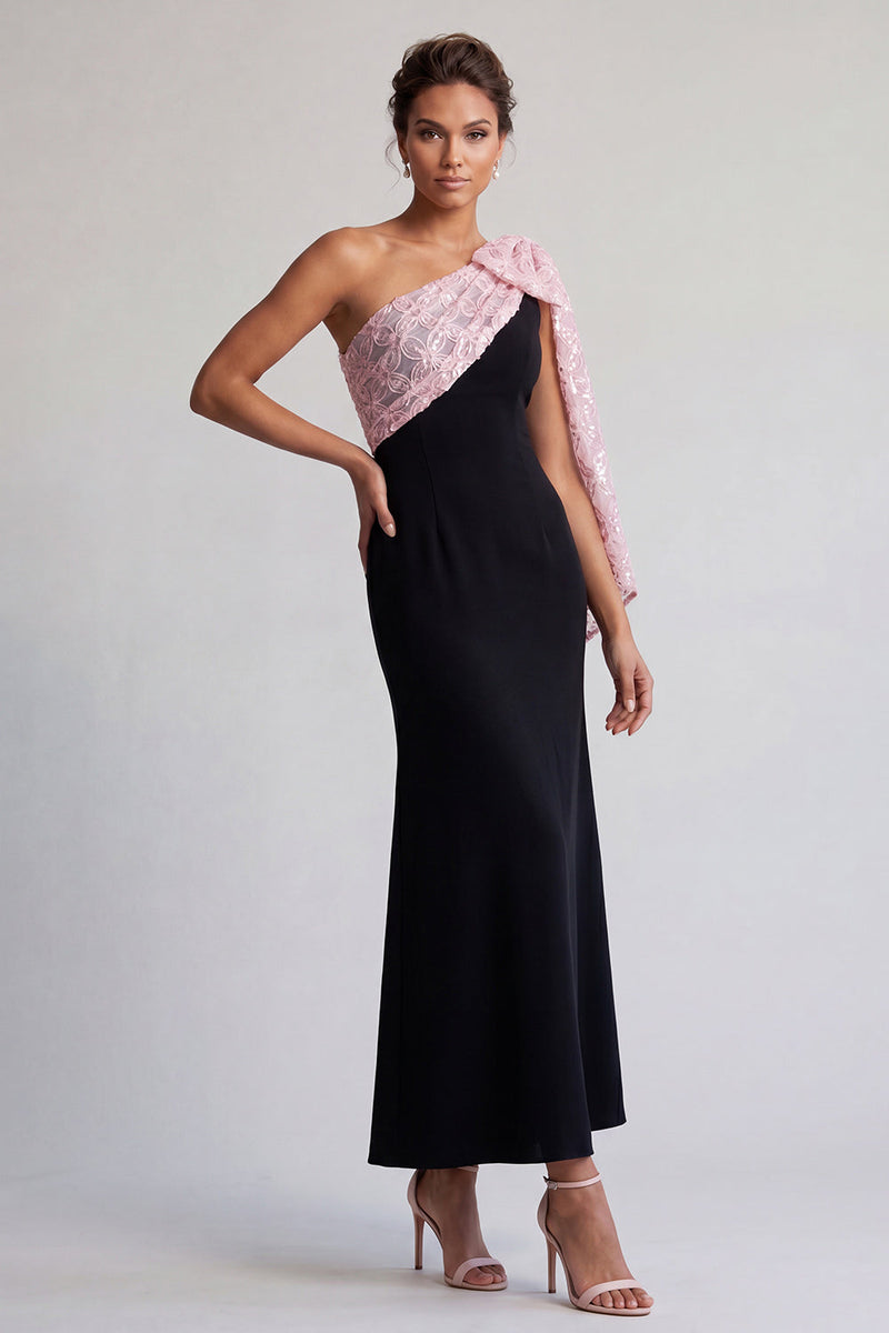 Load image into Gallery viewer, Sparkly Black and Pink Mermaid Sequin Long Mother of the Bride Dress