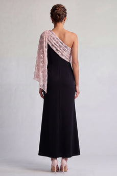 Sparkly Black and Pink Mermaid Sequin Long Mother of the Bride Dress