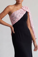 Load image into Gallery viewer, Sparkly Black and Pink Mermaid Sequin Long Mother of the Bride Dress