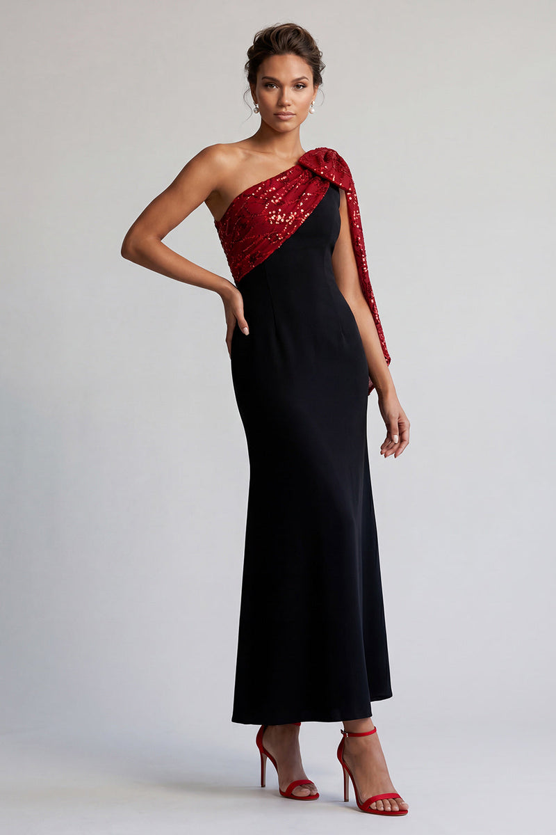 Load image into Gallery viewer, Sparkly Black and Pink Mermaid Sequin Long Mother of the Bride Dress