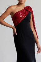 Load image into Gallery viewer, Sparkly Black and Pink Mermaid Sequin Long Mother of the Bride Dress