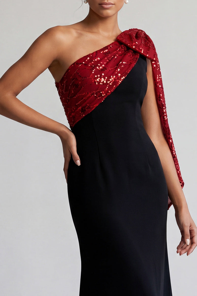 Load image into Gallery viewer, Sparkly Black and Pink Mermaid Sequin Long Mother of the Bride Dress