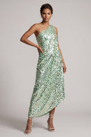 Load image into Gallery viewer, Sparkly Silver Sequin A-Line Long Mother of the Bride Dress