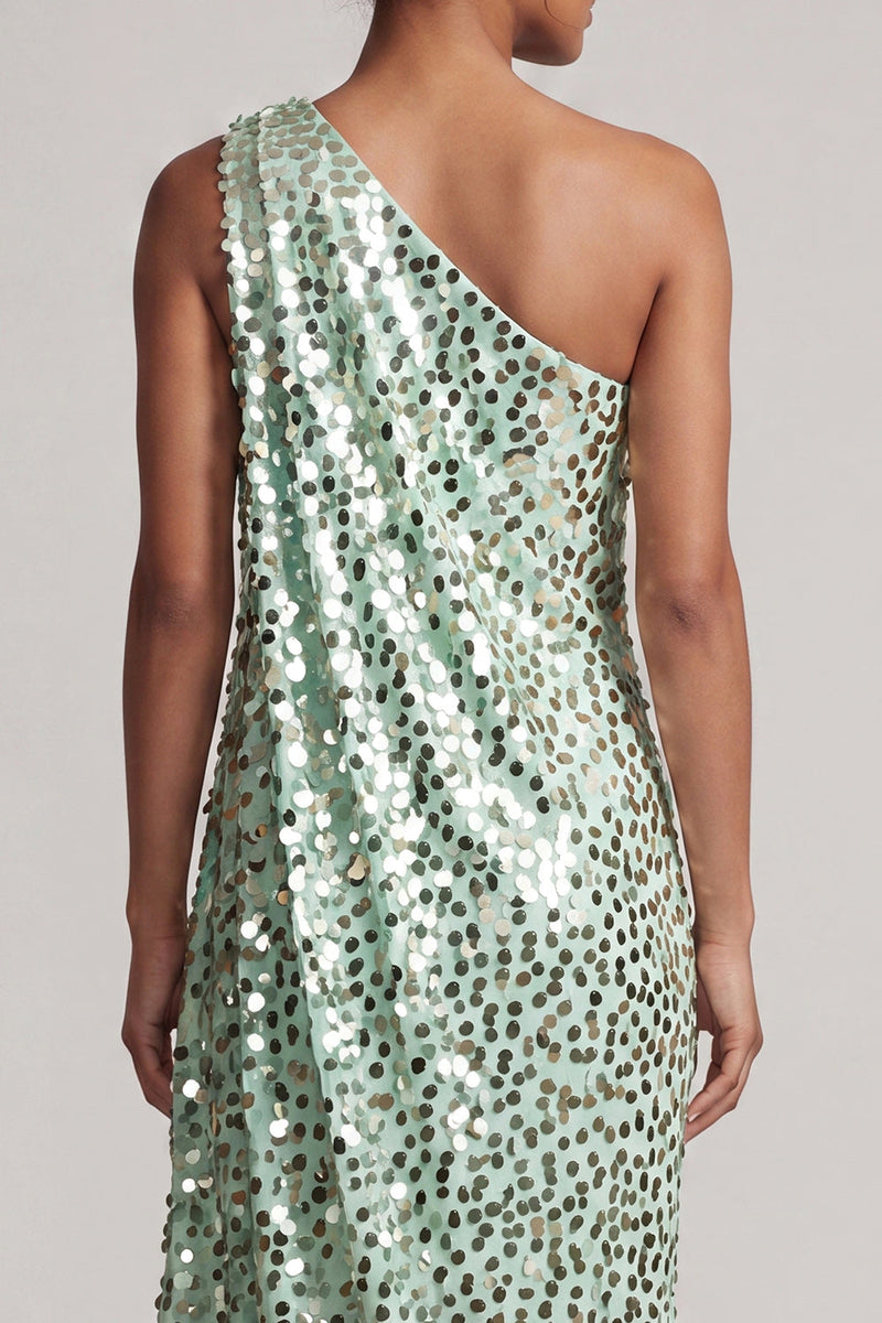 Load image into Gallery viewer, Sparkly Silver Sequin A-Line Long Mother of the Bride Dress