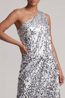 Load image into Gallery viewer, Sparkly Silver Sequin A-Line Long Mother of the Bride Dress