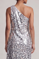 Load image into Gallery viewer, Sparkly Silver Sequin A-Line Long Mother of the Bride Dress