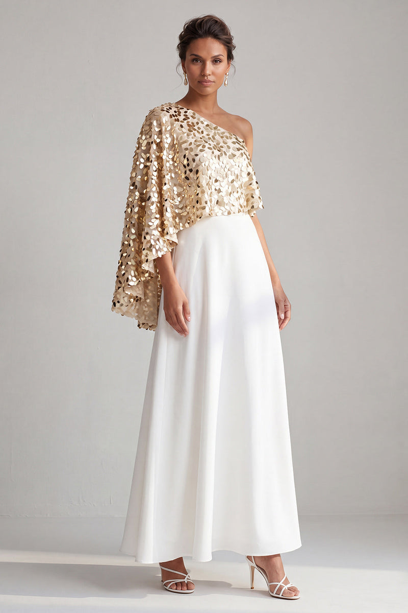 Load image into Gallery viewer, Sparkly Sequin Champagne A-Line Long Mother of the Bride Dress