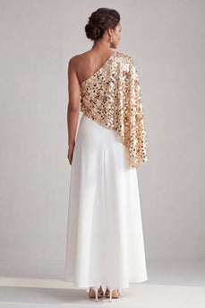 Sparkly Sequin Champagne A-Line Long Mother of the Bride Dress