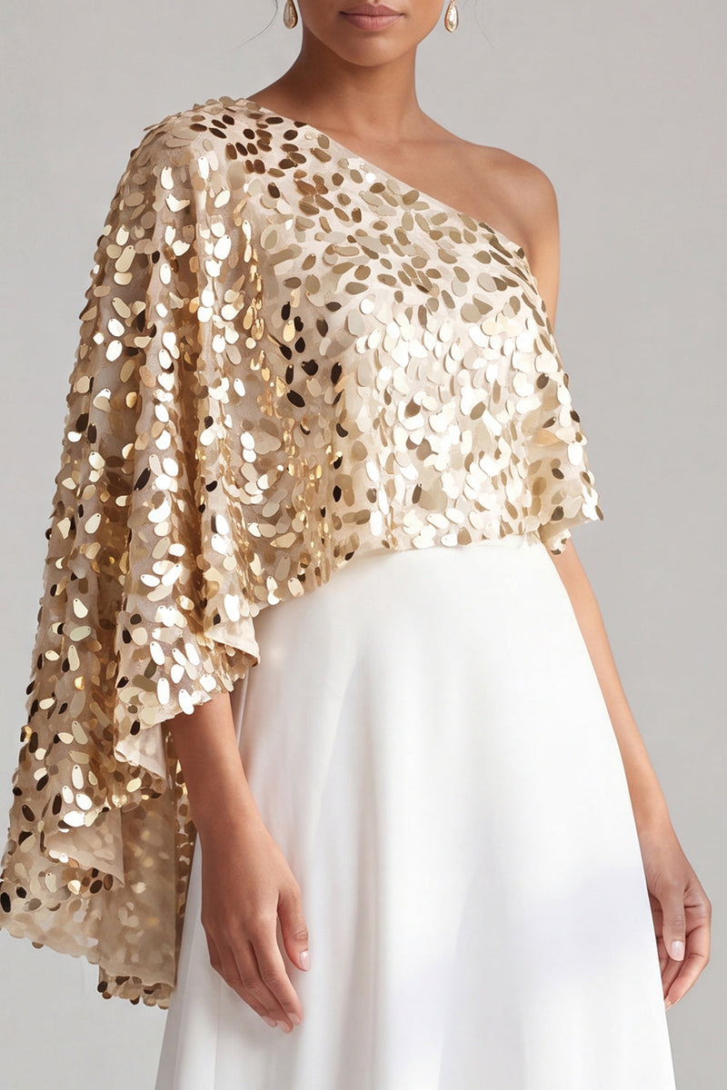 Load image into Gallery viewer, Sparkly Sequin Champagne A-Line Long Mother of the Bride Dress