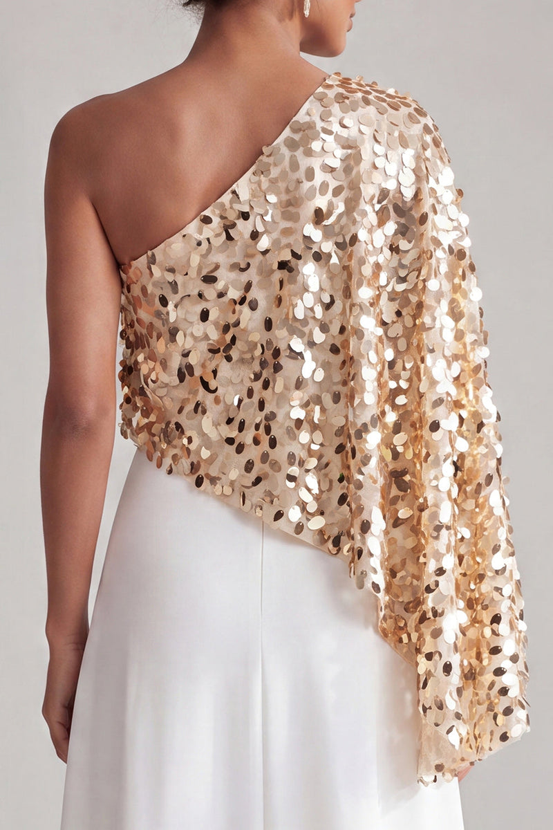 Load image into Gallery viewer, Sparkly Sequin Champagne A-Line Long Mother of the Bride Dress