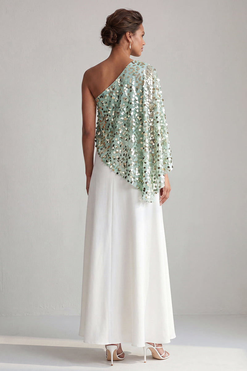 Load image into Gallery viewer, Sparkly Sequin Champagne A-Line Long Mother of the Bride Dress