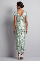 Load image into Gallery viewer, Sparkly Sequin Silver Sheath High-Low Mother of the Bride Dress with Ruffles
