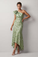 Load image into Gallery viewer, Floral Sparkly Champagne Sequin One Shoulder High-Low Mother of the Bride Dress