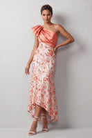 Load image into Gallery viewer, Floral Sparkly Champagne Sequin One Shoulder High-Low Mother of the Bride Dress