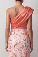 Load image into Gallery viewer, Floral Sparkly Champagne Sequin One Shoulder High-Low Mother of the Bride Dress