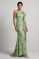 Load image into Gallery viewer, Sparkly Floral Champagne Sequin Ruffled Mermaid Long Mother of the Bride Dress