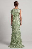 Load image into Gallery viewer, Sparkly Floral Champagne Sequin Ruffled Mermaid Long Mother of the Bride Dress