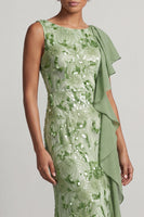 Load image into Gallery viewer, Sparkly Floral Champagne Sequin Ruffled Mermaid Long Mother of the Bride Dress