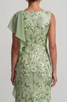 Load image into Gallery viewer, Sparkly Floral Champagne Sequin Ruffled Mermaid Long Mother of the Bride Dress