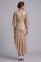 Load image into Gallery viewer, Sparkly Sequin Floral Green Mermaid Asymmetrical Mother of the Bride Dress