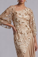 Load image into Gallery viewer, Sparkly Sequin Floral Green Mermaid Asymmetrical Mother of the Bride Dress