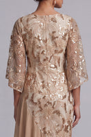 Load image into Gallery viewer, Sparkly Sequin Floral Green Mermaid Asymmetrical Mother of the Bride Dress