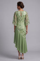 Load image into Gallery viewer, Sparkly Sequin Floral Green Mermaid Asymmetrical Mother of the Bride Dress