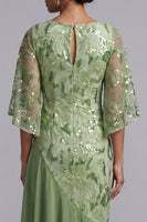 Load image into Gallery viewer, Sparkly Sequin Floral Green Mermaid Asymmetrical Mother of the Bride Dress