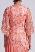 Load image into Gallery viewer, Sparkly Sequin Floral Green Mermaid Asymmetrical Mother of the Bride Dress