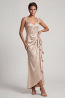 Load image into Gallery viewer, Sparkly Grey Blue Mermaid Ruffled Long Corset Mother of the Bride Dress