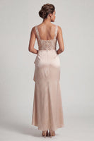 Load image into Gallery viewer, Sparkly Grey Blue Mermaid Ruffled Long Corset Mother of the Bride Dress