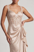 Load image into Gallery viewer, Sparkly Grey Blue Mermaid Ruffled Long Corset Mother of the Bride Dress