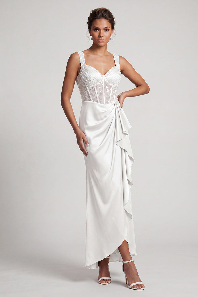 Load image into Gallery viewer, Sparkly Grey Blue Mermaid Ruffled Long Corset Mother of the Bride Dress