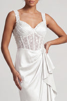 Load image into Gallery viewer, Sparkly Grey Blue Mermaid Ruffled Long Corset Mother of the Bride Dress
