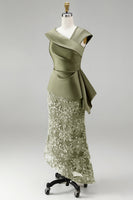 Load image into Gallery viewer, Floral Blue Ruched Beaded Mermaid Long Mother of the Bride Dress